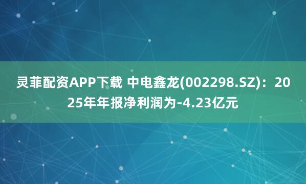 灵菲配资APP下载 中电鑫龙(002298.SZ)：2025年年报净利润为-4.23亿元